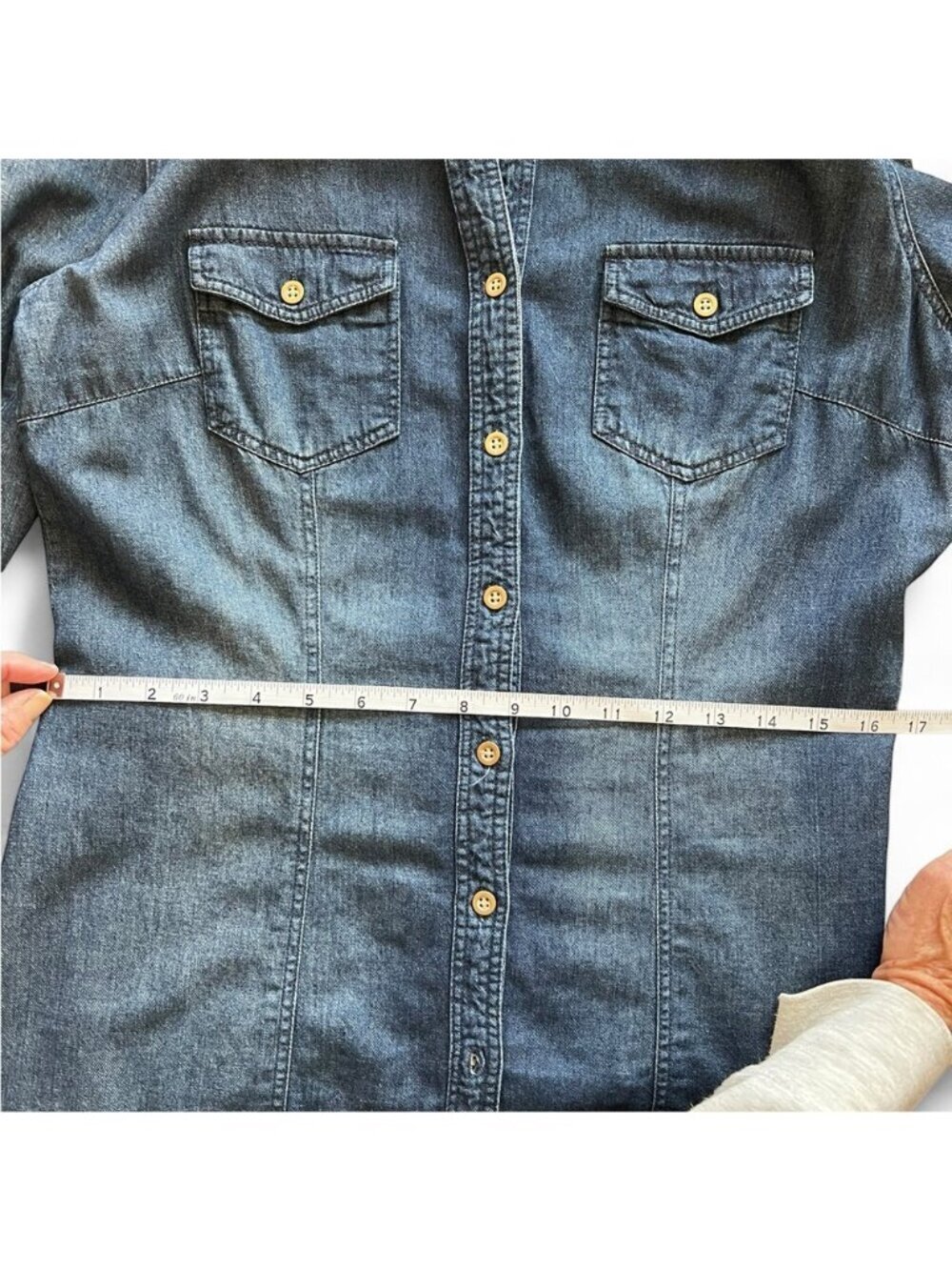 Lovestitch Denim Shirt Dress Belted Boho Western Festival Mini - Picture 12 of 14